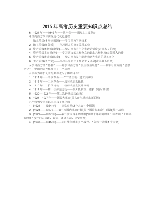 2015年高考历史重要知识点总结之七