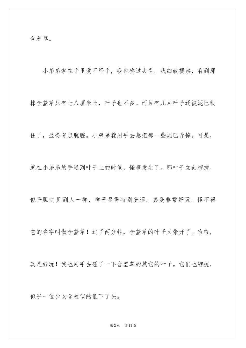 2024含羞草二年级作文300字_第2页