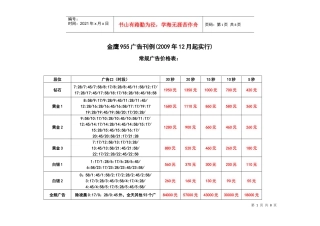 金鹰955 XXXX广告价格表