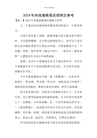 2024年央视春晚观后感例文参考