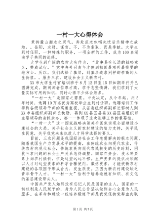 一村一大体会心得