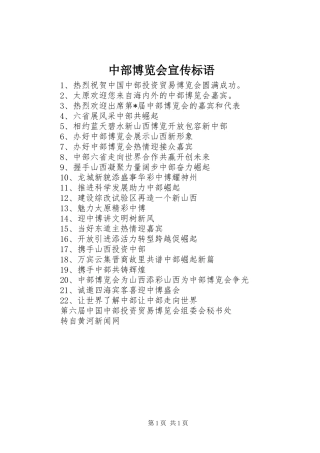 中部博览会宣传标语