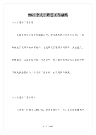 2024个人十月份工作总结
