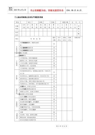 个人综合考核表以及非生产类职员考核表