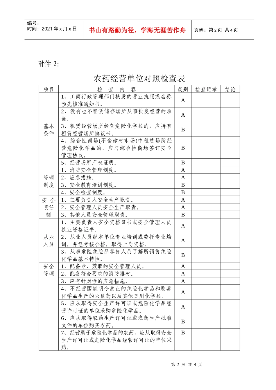 农药经营单位基本情况表_第2页