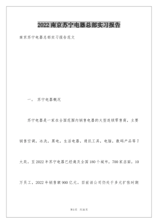 2024南京苏宁电器总部实习报告