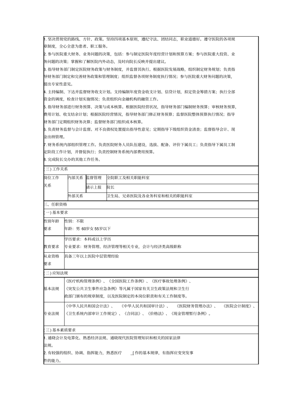 医院后勤岗位说明书_第3页