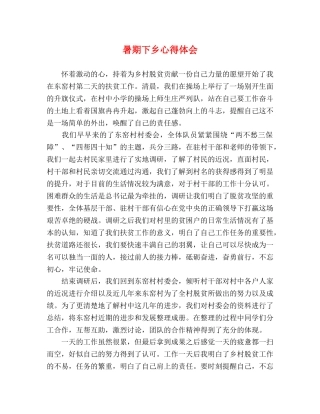 暑期下乡心得体会 