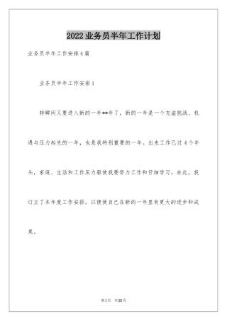 2024业务员半年工作计划