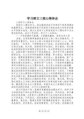 学习树立三观体会心得