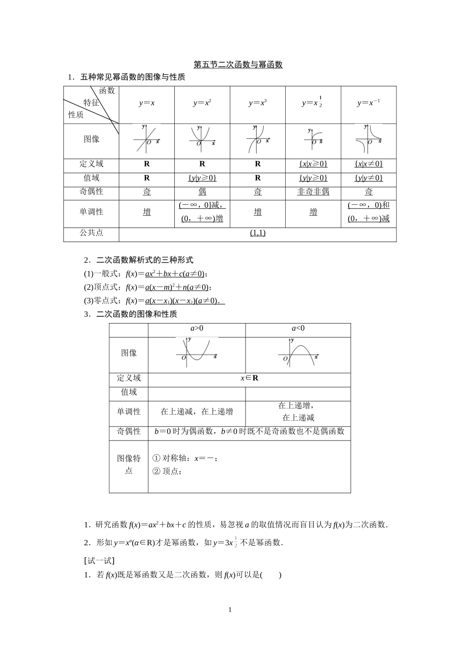 二次函数与幂函数_第1页