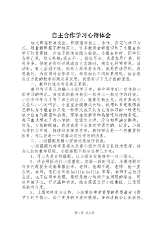 自主合作学习体会心得