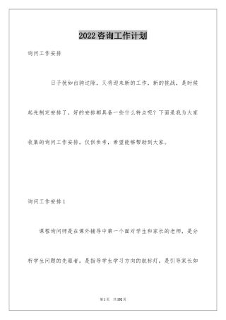 2024咨询工作计划