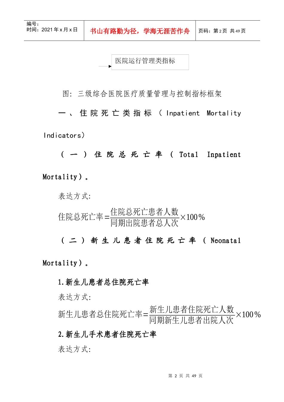 XXXX年版三级综合医院医疗质量管理与控制指标_第2页
