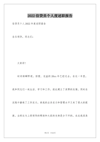 2024信贷员个人度述职报告