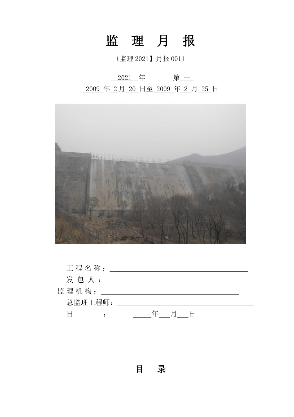 某水库工程监理月报ww_第1页