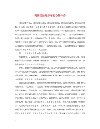 民族团结进步年的心得体会 