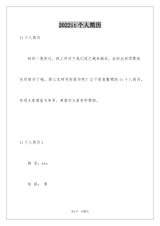 2024it个人简历