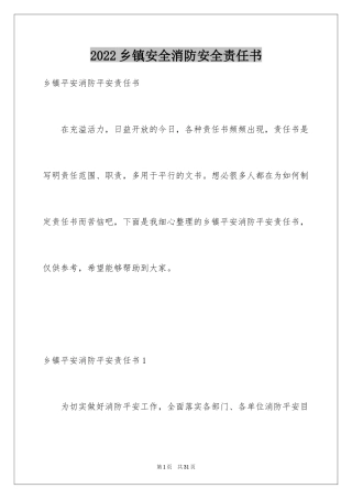 2024乡镇安全消防安全责任书_2