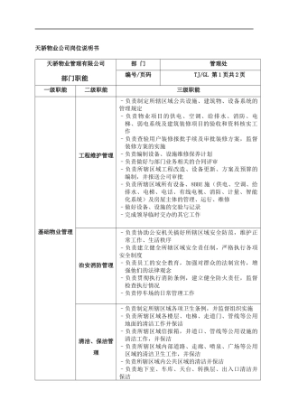天骄物业公司岗位说明书