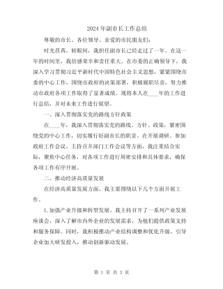 2024年副市长工作总结 