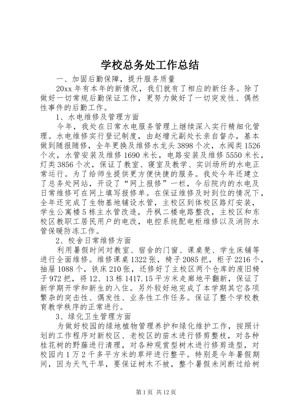 学校总务处工作总结 (24)_第1页