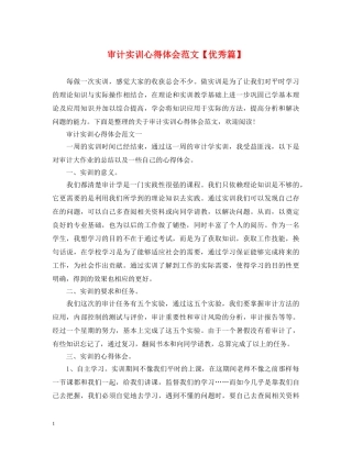 审计实训心得体会范文【优秀篇】 