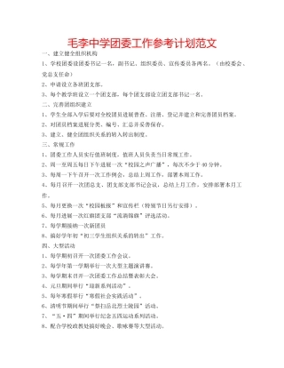 毛李团委工作参考计划范文 