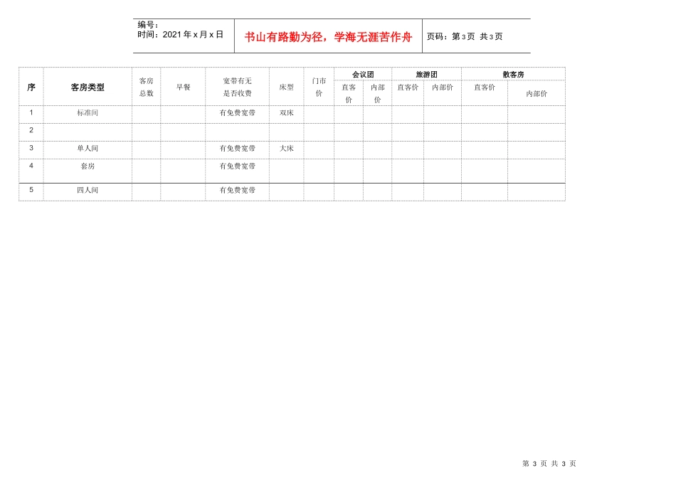 泰山裕隆旅行社会议接待服务酒店信息登记表_第3页