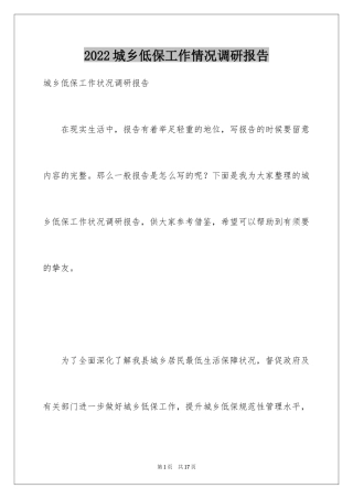 2024城乡低保工作情况调研报告_1