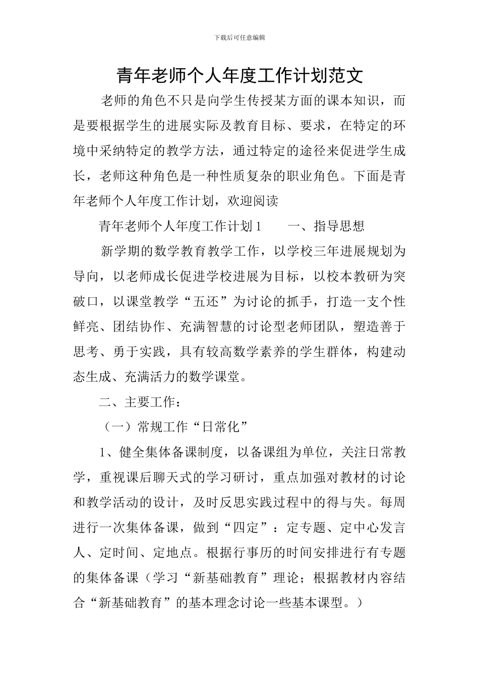 青年教师个人年度工作计划范文_第1页