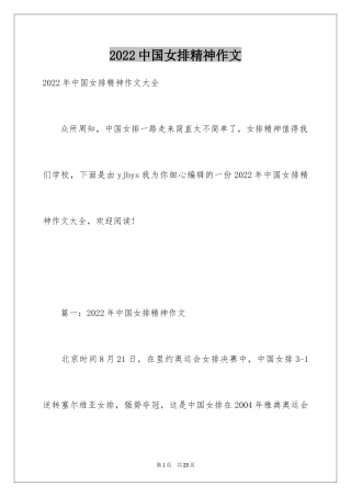 2024中国女排精神作文