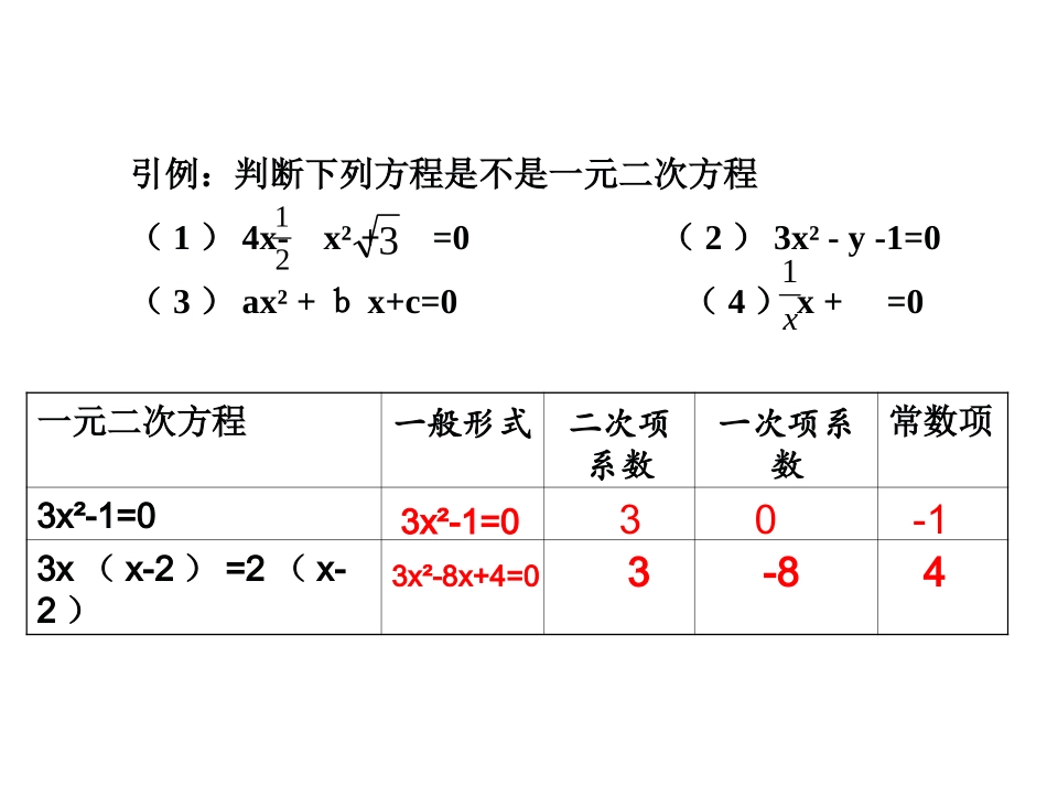 数学：第17章一元二次方程复习课件（沪科版八年级下）_第3页