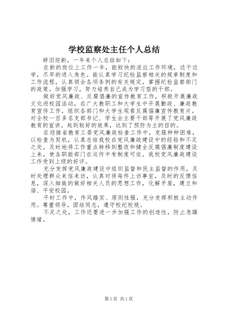 学校监察处主任个人总结 