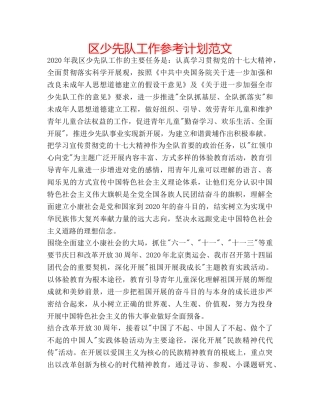 区少先队工作参考计划范文 