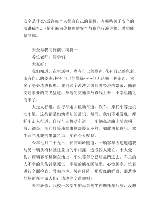 安全与我同行演讲稿3篇