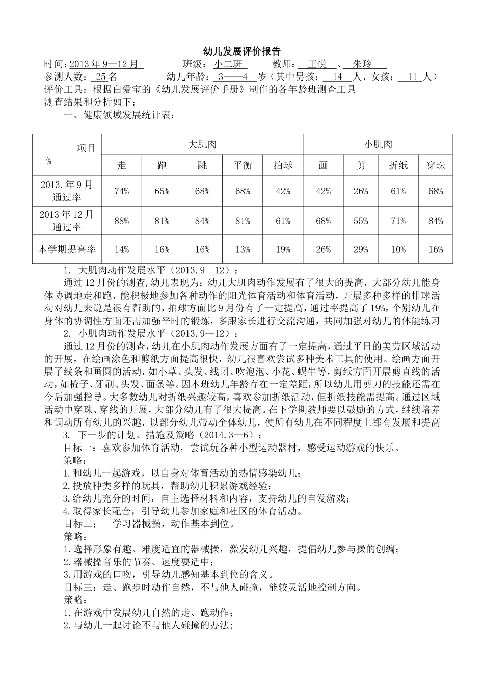 幼儿发展评价报告20139—20146_第1页
