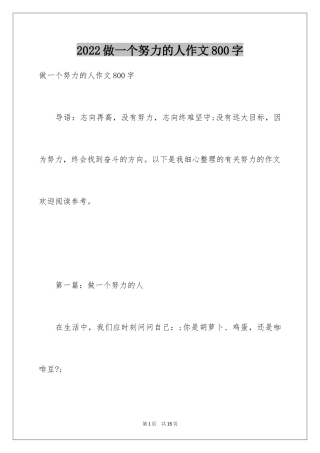 2024做一个努力的人作文800字