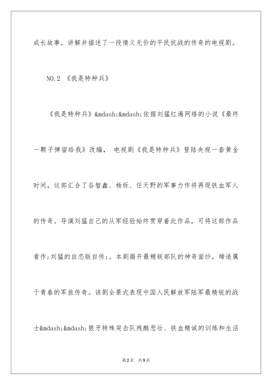 2024军旅经典励志电视剧_第2页