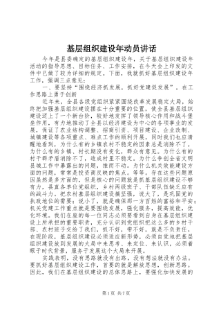 基层组织建设年动员讲话发言