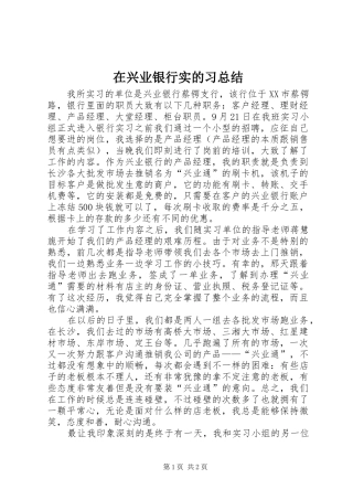 在兴业银行实的习总结 