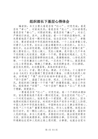 组织部长下基层体会心得