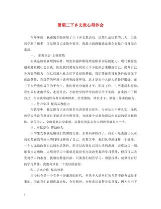 暑期三下乡支教心得体会 