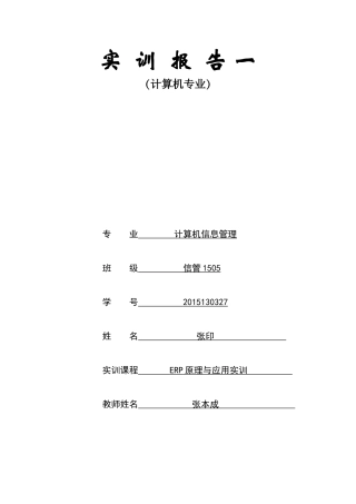 ERP实训报告培训资料