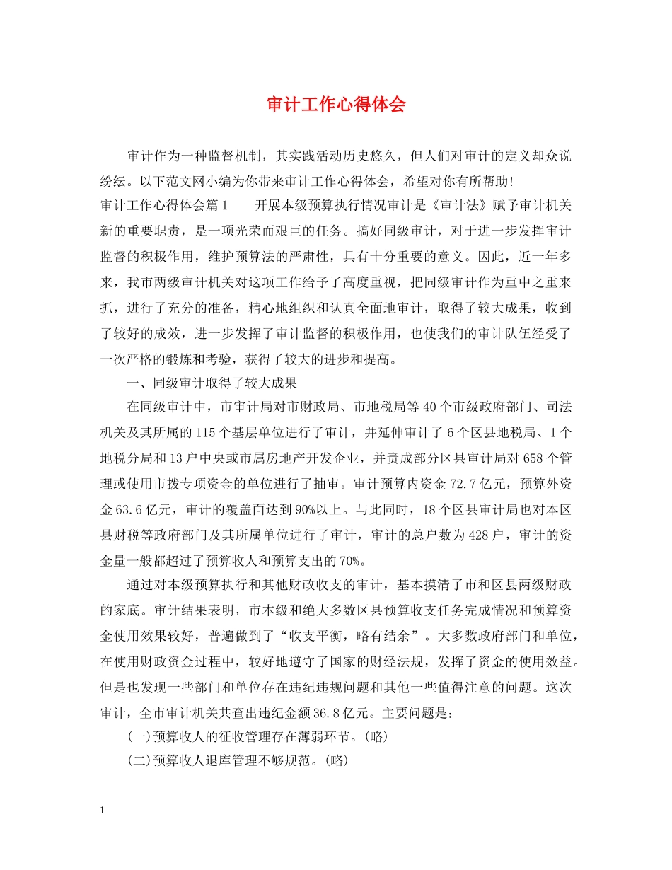审计工作心得体会 _第1页