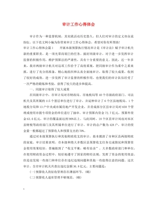 审计工作心得体会 