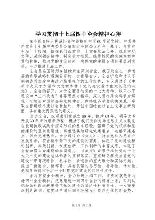 学习贯彻十七届四中全会精神心得