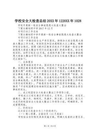 学校安全大检查总结20XX年1220XX年1028