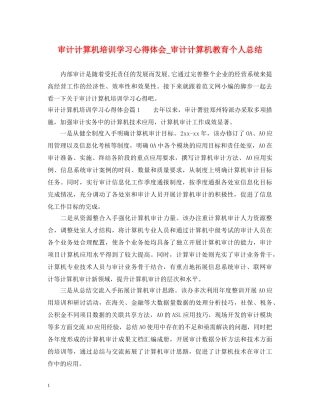 审计计算机培训学习心得体会_审计计算机教育个人总结 