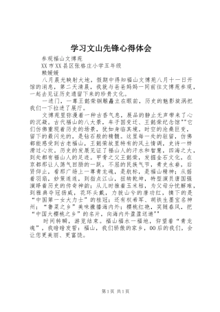 学习文山先锋体会心得